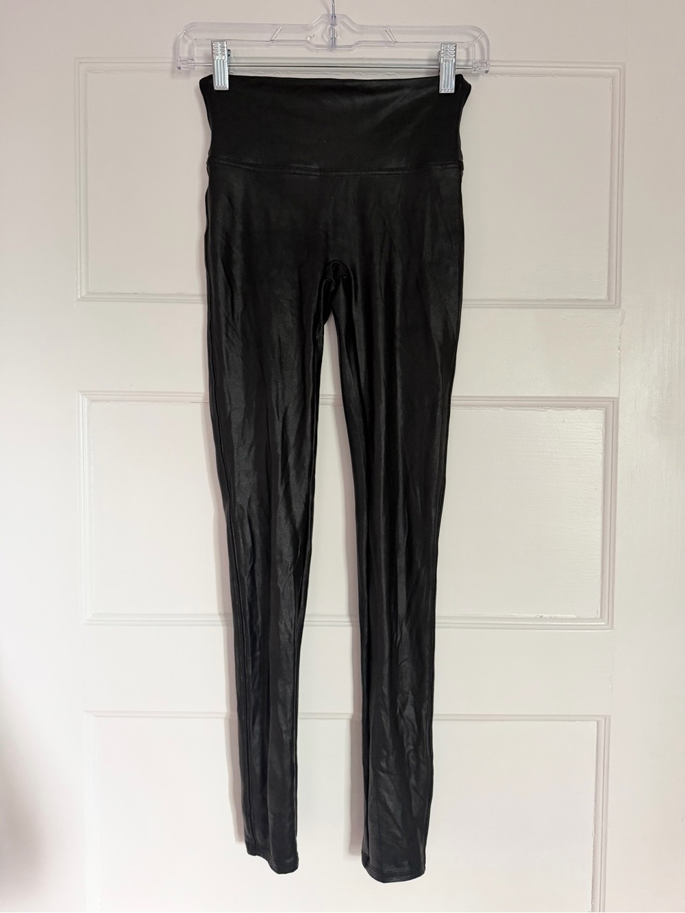 SPANX Faux Leather Leggings Black Size Small High Rise 28.5” Inseam